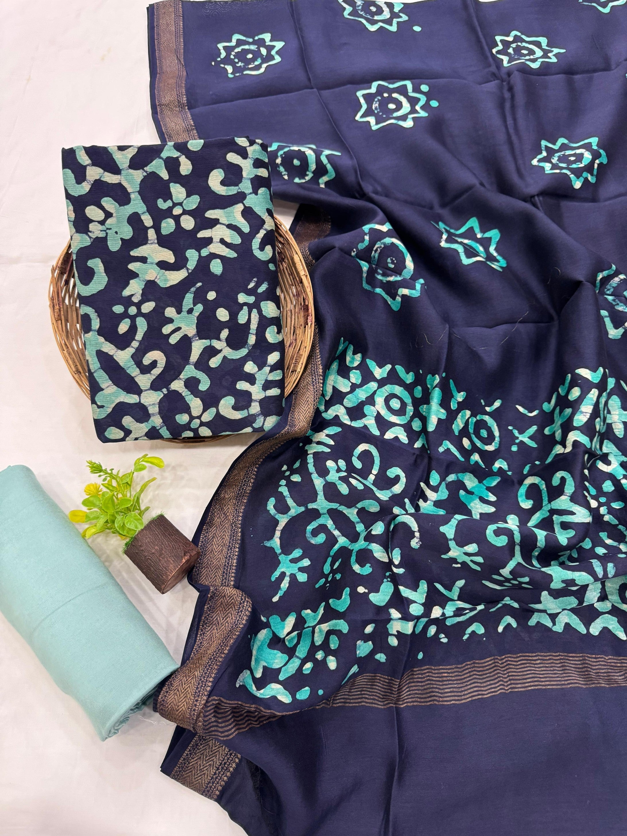 Maheshwari Silk Navy Blue Batik Dress Material for designers & retailers – Fabtexs India
Maheshwari Silk Magenta Leaf Handblock Printed Dress Material for boutique collections
Maheshwari Silk Blue Circle Batik Print Dress Material for ethnic suits – Fabtexs Wholesale
Maheshwari Silk Mustard Geometrical Design Dress Material handcrafted by Indian artisans
Handwoven Maheshwari Silk Green Abstract Print Dress Material for boutiques & wholesalers
Maheshwari Silk Indigo Paisley Design Dress Material – tradi